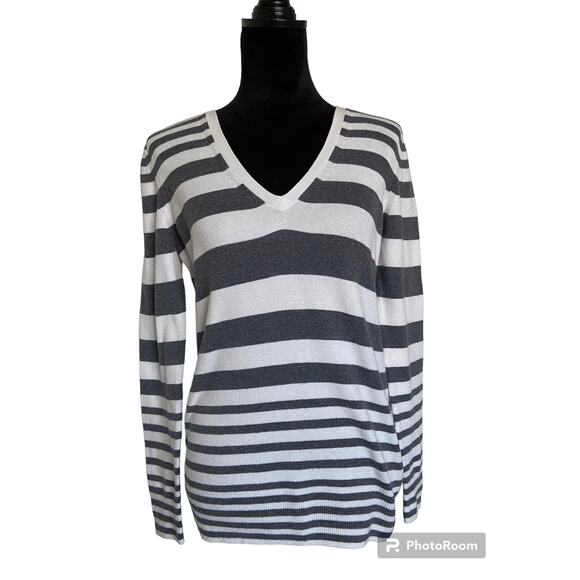 Gap‎ Striped Sweater Pullover V Neck Women's M - Picture 1 of 8